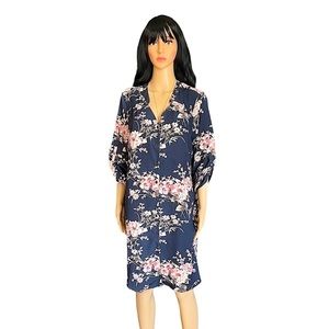 Brixon Ivy Navy, Tan and Pink Floral Dress Size XL